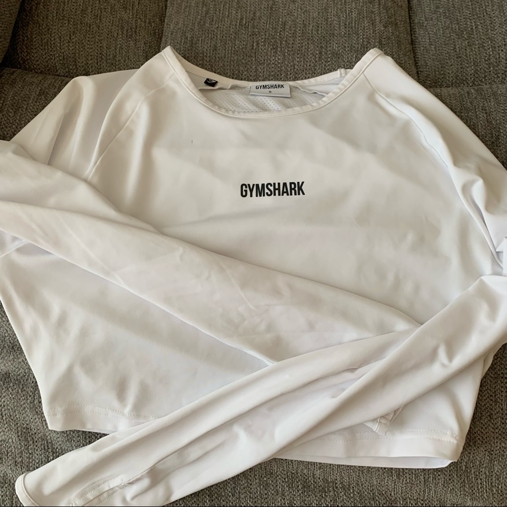 Gymshark White Long Sleeve Crop Top